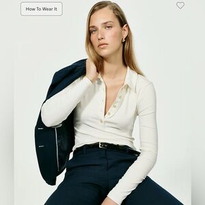 J Crew Refined rib long-sleeve polo shirt NWOT